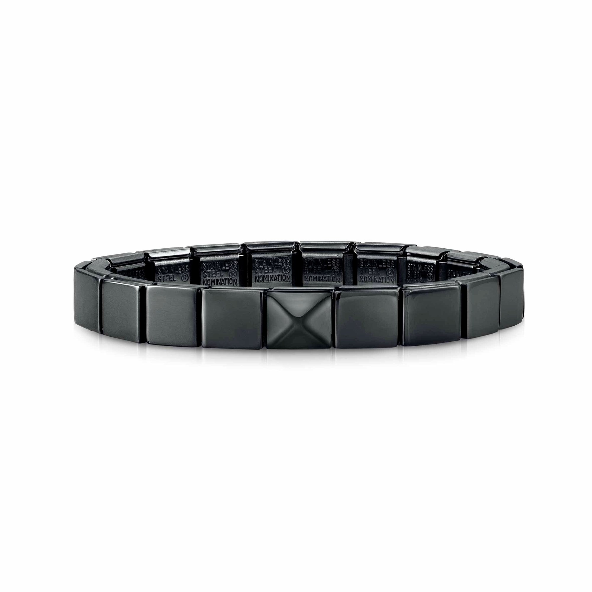 Nomination Classic GLAM Armband Edelstahl Schwarz - Large pyramid