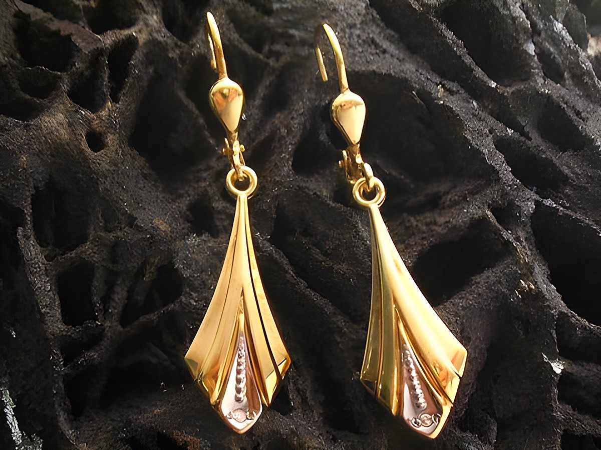 Ohrringe verführerisch aus echt Gold bicolor von Juwelier Harnisch, elegante Ohrhänger ohne Stein, mit einem ansprechenden Design, ideal für besondere Anlässe oder den Alltag.