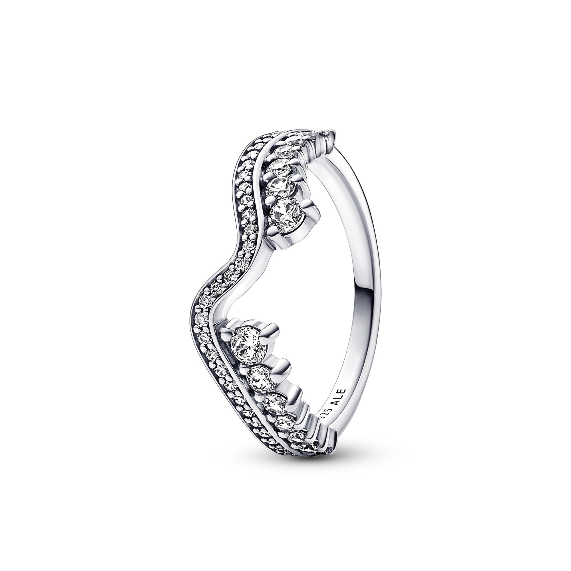 Pandora Ring - Funkelnder asymmetrischer Wellenring - Silber - Zirkonia