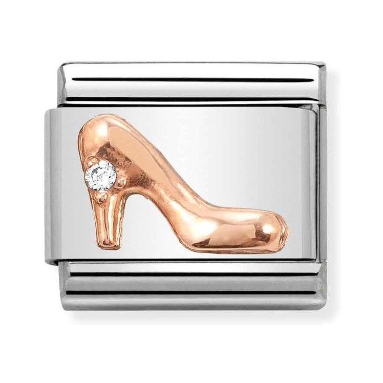 Nomination Composable Classic Charm Stöckelschuh - Edelstahl, roségoldfarben, Zirkonia