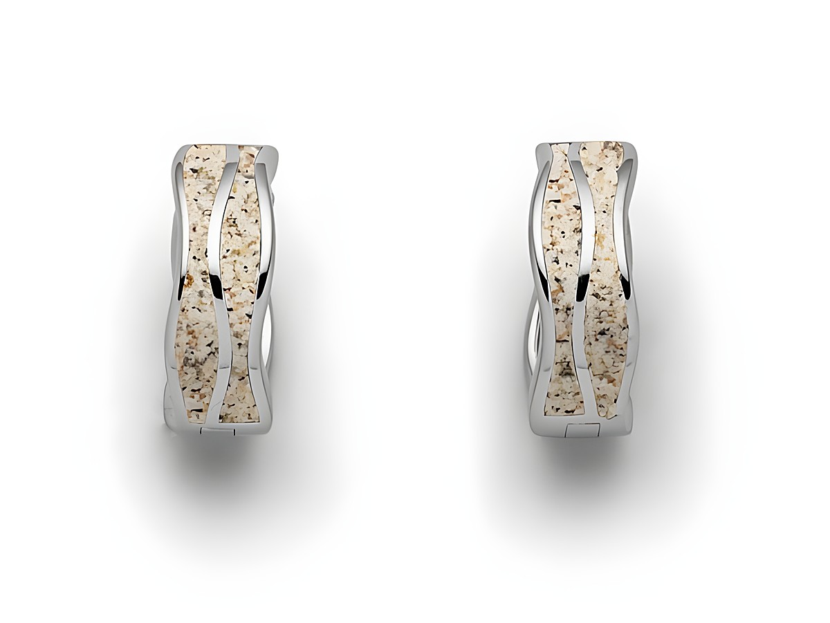 DUR Ohrringe Welle O5335 aus Sterling Silber mit eleganter Wellenoptik und sandfarbenen Details, perfekt für jeden Anlass und ein stilvolles Accessoire.