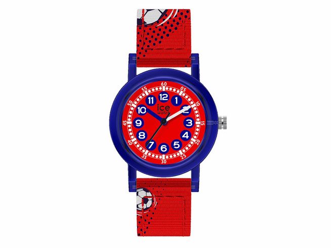 Ice Watch Uhr 022694 - ICE learning Red football in Blau und Rot, mit einem bunten Ziffernblatt und strapazierfähigem Textilarmband, ideal für Kinder, fördert das Lernen der Uhrzeit.