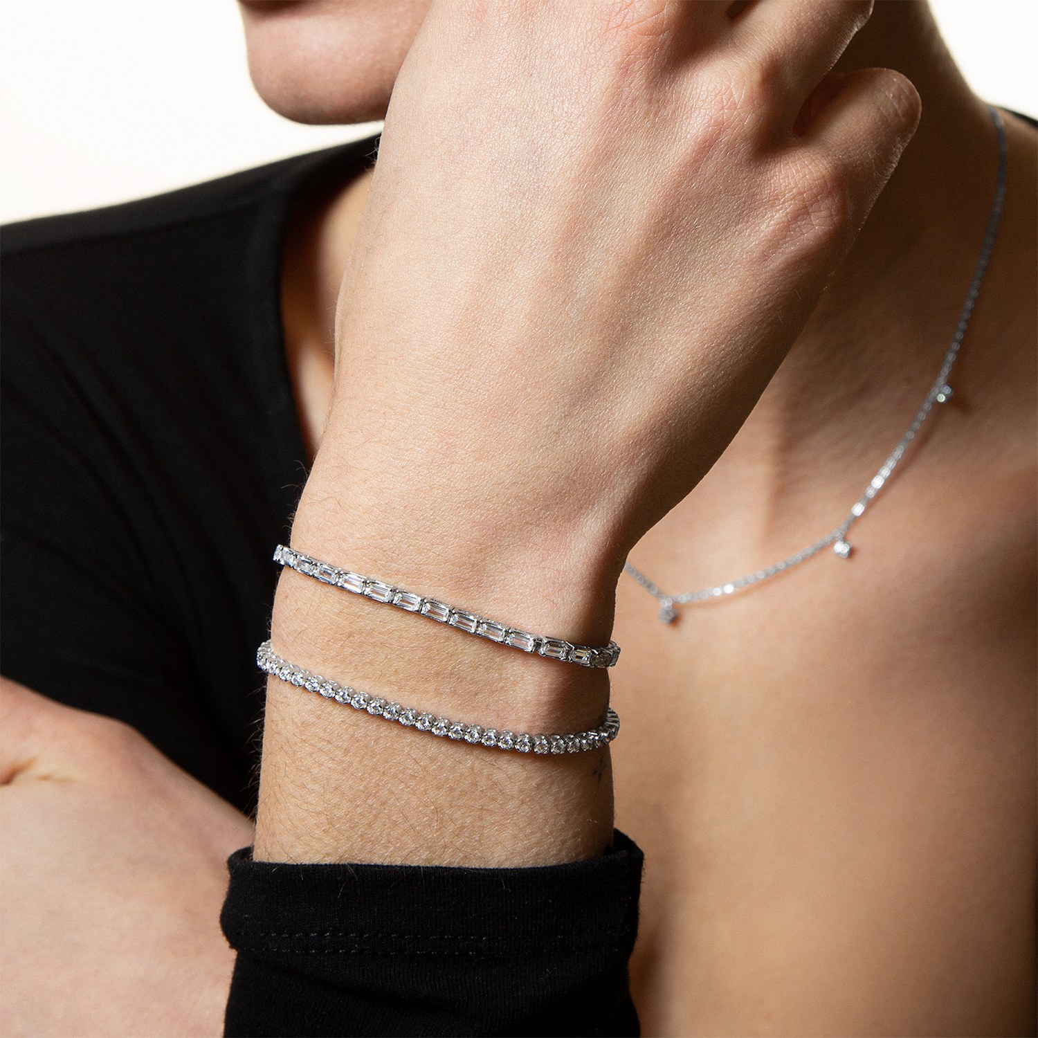 XENOX Sterling Silber Armband XS2044/M - 16,5 cm - KRAPPE SILBER – Ansicht 2