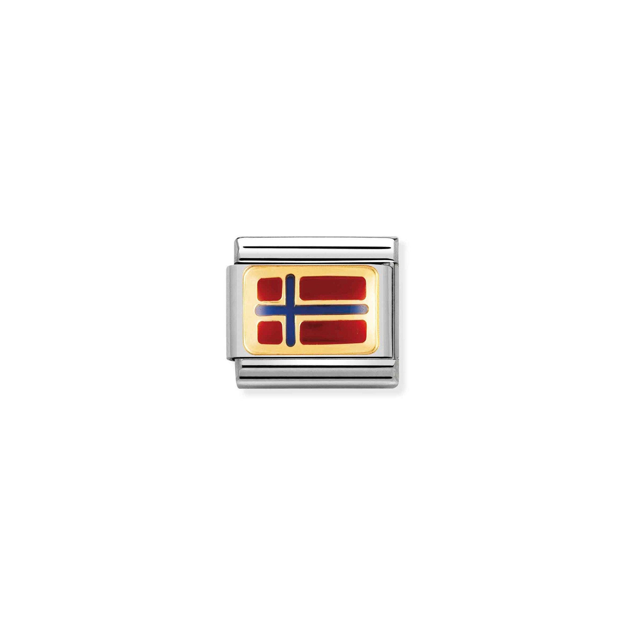 Nomination Composable Classic Charm Flagge Norwegen - Edelstahl, Gold 750 Gelbgold, Emaille