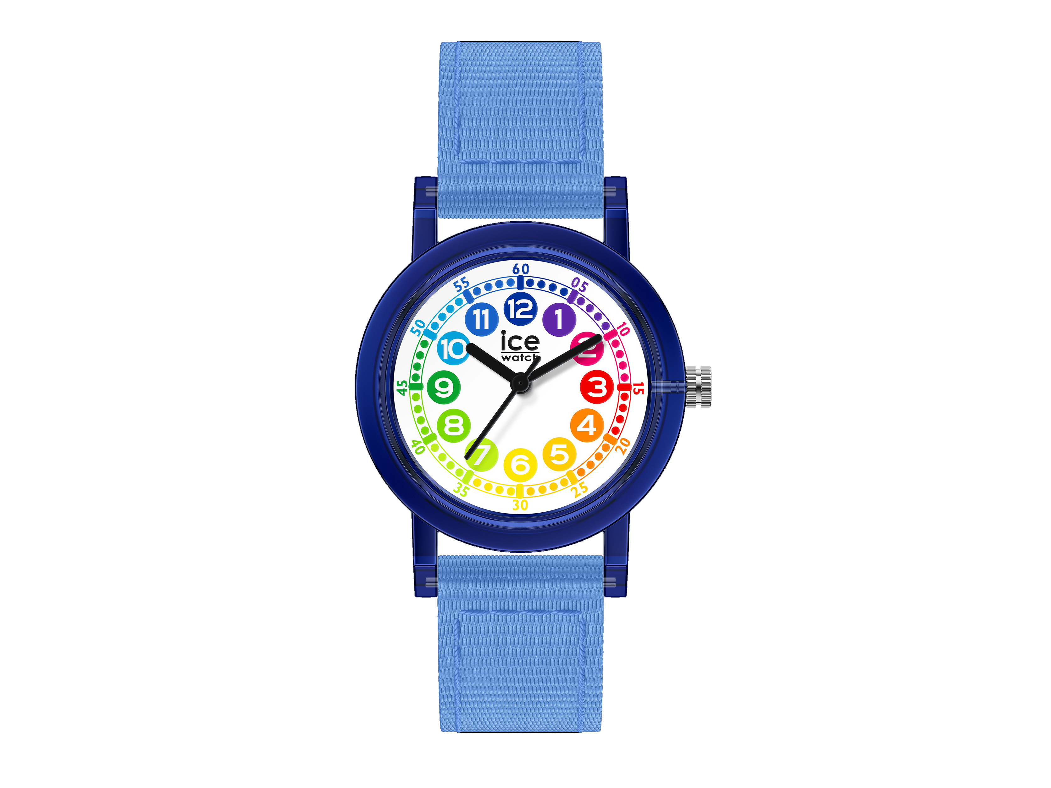 Ice Watch Uhr 023295 ICE learning Blue learning Small mit einem bunten Ziffernblatt und einem blauen Armband, ideal zum Lernen der Uhrzeit für Kinder.