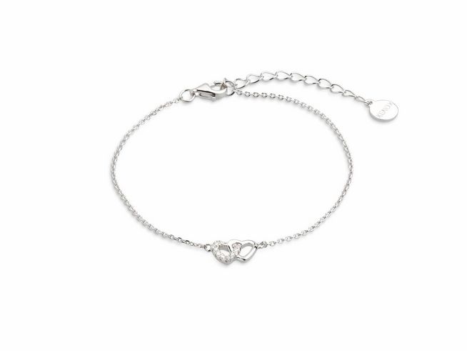 Xenox Sterling Silber Armband XS3570 mit einer Länge von 15 bis 18,5 cm in Ankerkette-Design, verziert mit einem Herzsymbol, ideal für die LOVE STORY. Hersteller: Xenox, Armbänder.