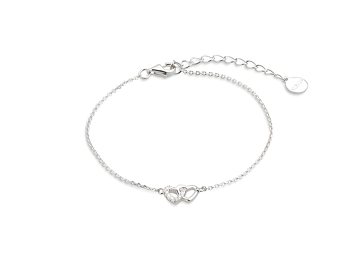 Xenox Sterling Silber Armband XS3570 mit einer Länge von 15 bis 18,5 cm in Ankerkette-Design, verziert mit einem Herzsymbol, ideal für die LOVE STORY. Hersteller: Xenox, Armbänder.
