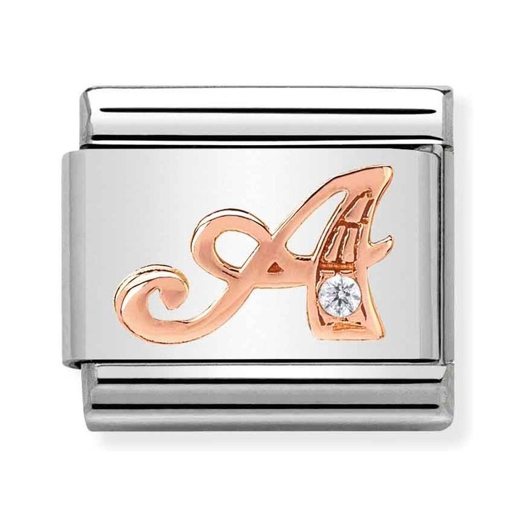 Nomination Composable Classic Charm Buchstabe A - Edelstahl, Gold 375 Roségold, Zirkonia