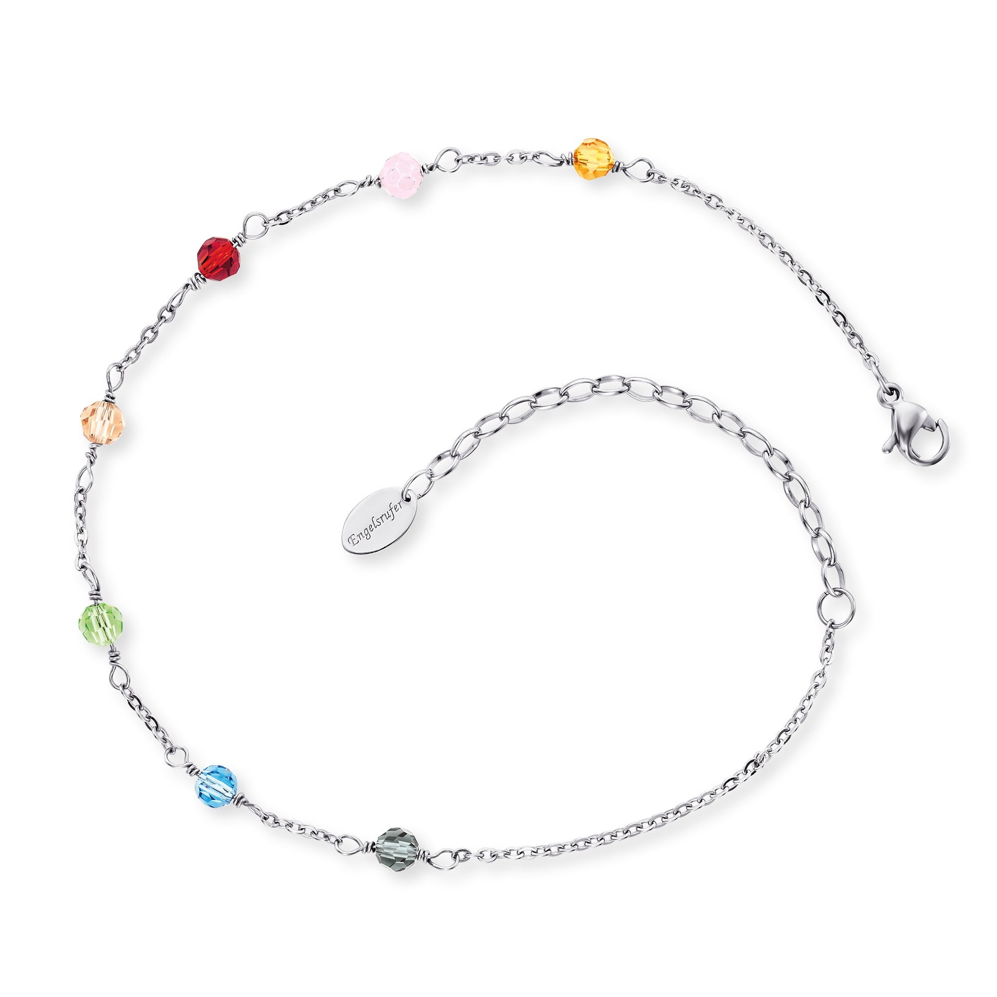 Engelsrufer FUßKETTE Fußkettchen mit Glasperlen Multicolor - Edelstahl & Glas Bunt 22 cm – Ansicht 2