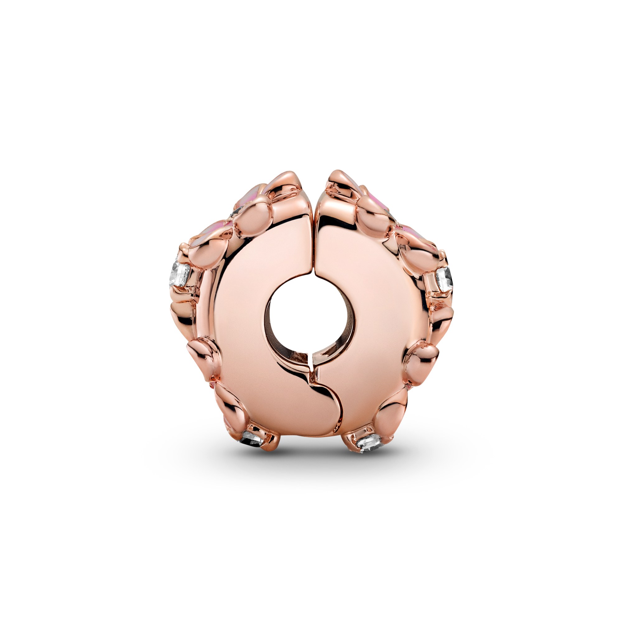 Pandora Rosé CLIP - Stopper Flower Rosé Clip - Zirkonia und schattiertem pinkem Emaille und Silikongriff – Ansicht 2
