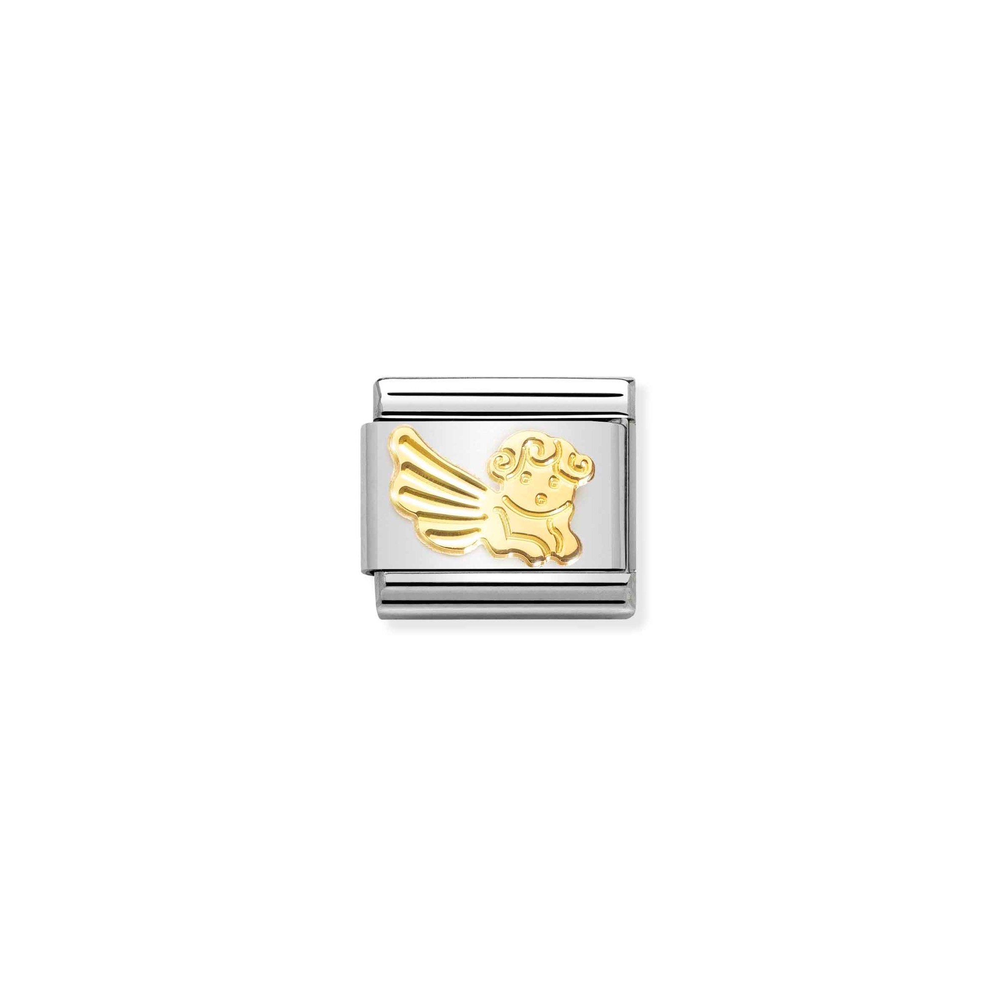 Nomination Composable Classic Charm Engel - Edelstahl, Gold 750 Gelbgold, diamantiert