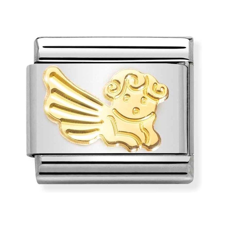 Nomination Composable Classic Charm Engel - Edelstahl, Gold 750 Gelbgold, diamantiert