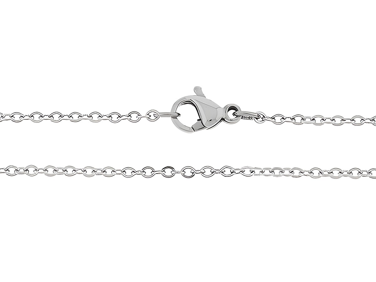 Edelstahl Ankerkette 43 cm in den Maßen 1,6 x 1,6 mm mit einem praktischen Karabinerverschluss, hergestellt von Juwelier Harnisch.