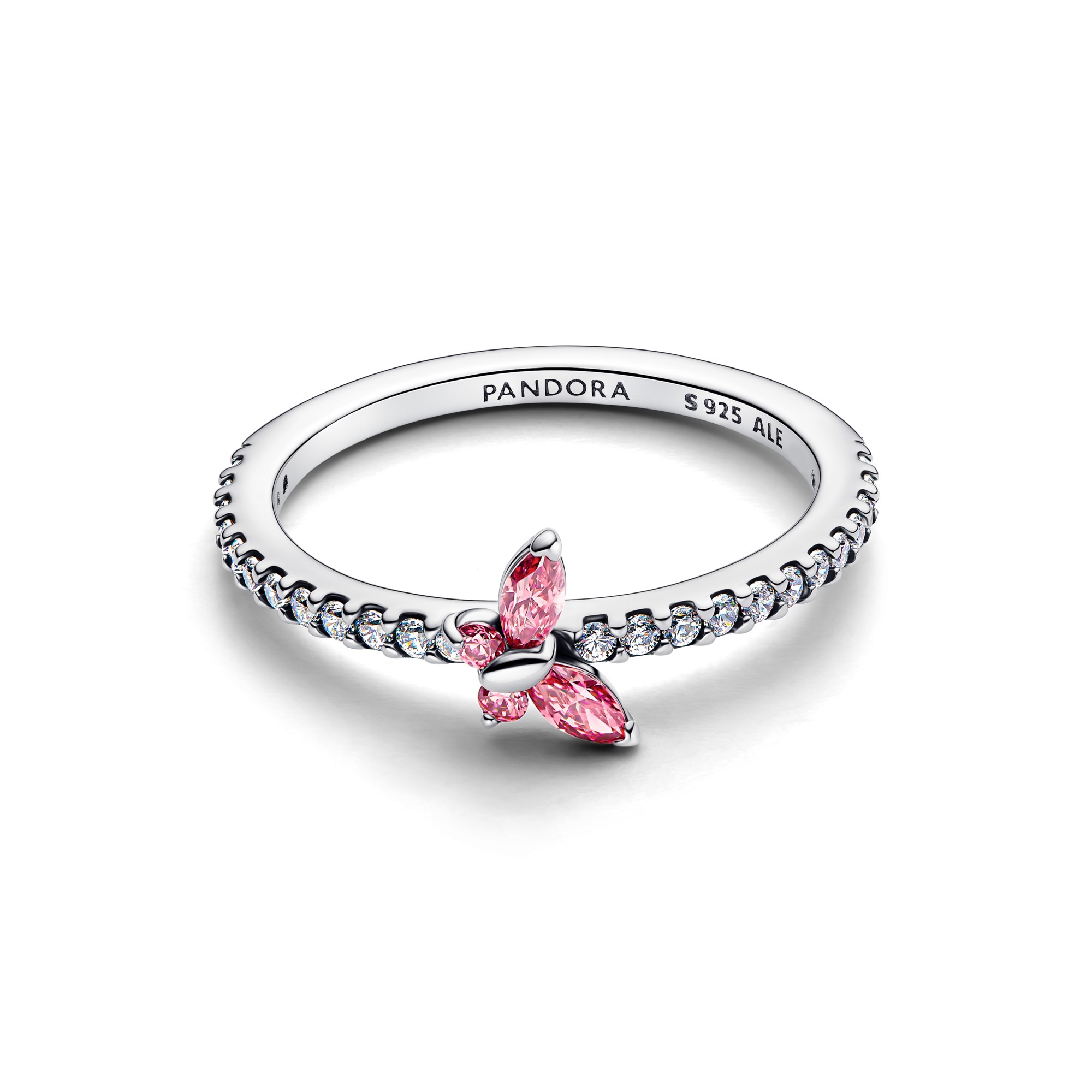 Pandora Glitzernder Schmetterling Ring - Sterling Silber - Zirkonia Pink – Ansicht 2