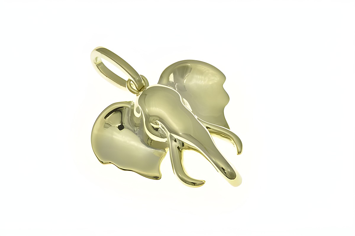 Elefantenkopf Anhänger aus Sterling Silber in Bicolor Gelbgold, tierisch gestaltet, ideal für Liebhaber der Tierwelt, Hersteller Juwelier Harnisch.