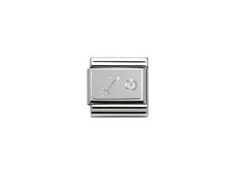 Sternzeichen Schütze Anhänger von Nomination in Silber mit Zirkonia. Das Design zeigt das Symbol des Schützen sowie einen funkelnden Stein. Ideal für Schmuckliebhaber.