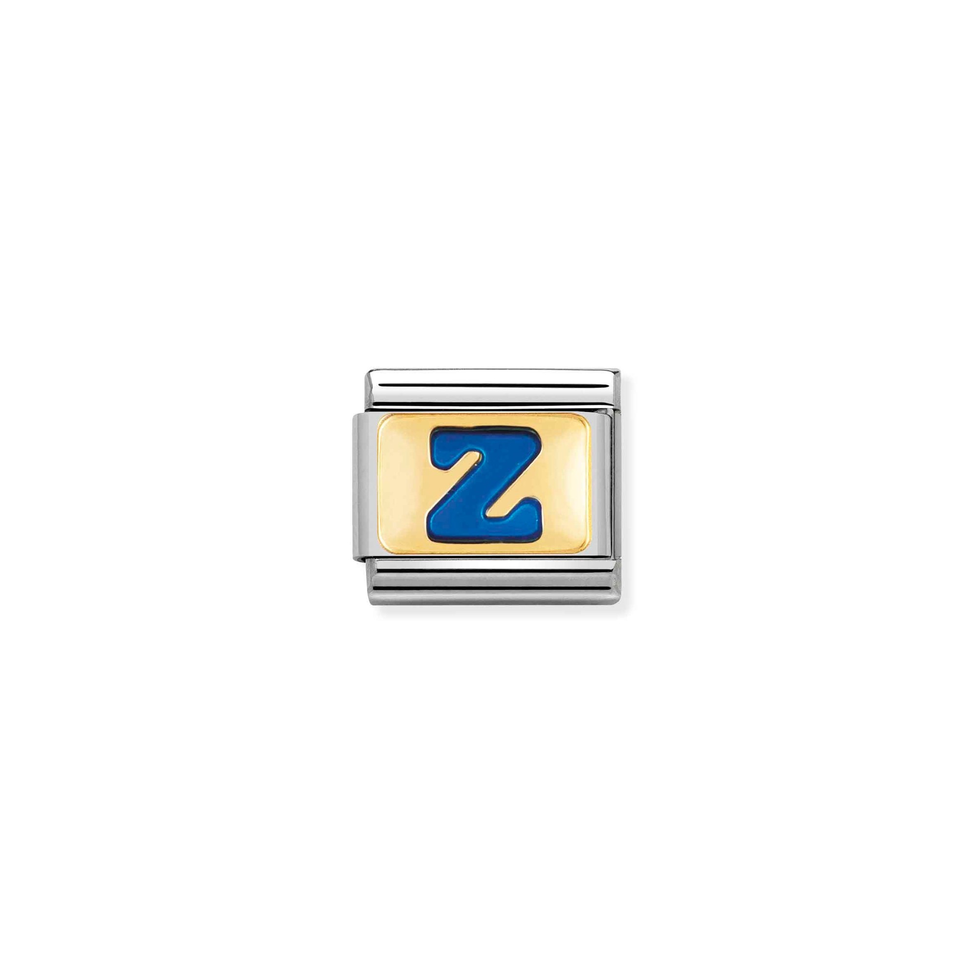 Nomination Composable Classic Charm Buchstabe Z blau - Edelstahl, Gold 750 Gelbgold, Emaille
