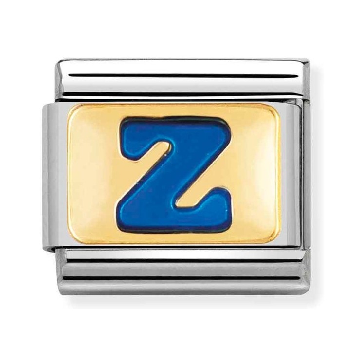 Nomination Composable Classic Charm Buchstabe Z blau - Edelstahl, Gold 750 Gelbgold, Emaille