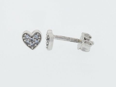Ohrringe Silber rhod. in Herzform mit synthetischem Spinell und Zirkonia, Hersteller: Juwelier Harnisch, elegante Stecker für jeden Anlass.