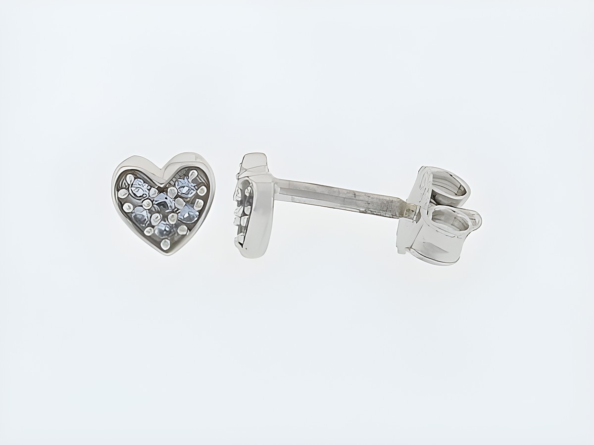 Ohrringe Silber rhod. in Herzform mit synthetischem Spinell und Zirkonia, Hersteller: Juwelier Harnisch, elegante Stecker für jeden Anlass.