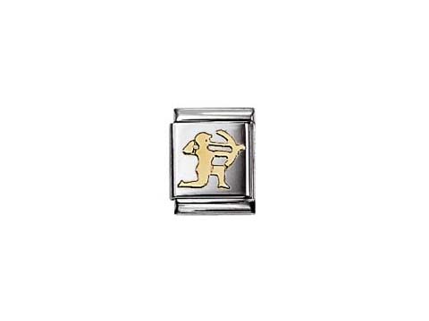 Big Schütze Sternzeichen 032104 09 von Nomination zeigt ein silbernes Element mit goldener Darstellung des Schützen-Sternzeichens. Elegantes Design für Schmuckliebhaber.