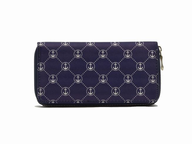 Blaues Portemonnaie mit maritimem Ankerdesign, Maße 19x10x2 cm, von Juwelier Harnisch, ideal als Geldbörse und zur Aufbewahrung von Schmuck und anderen Wertsachen.