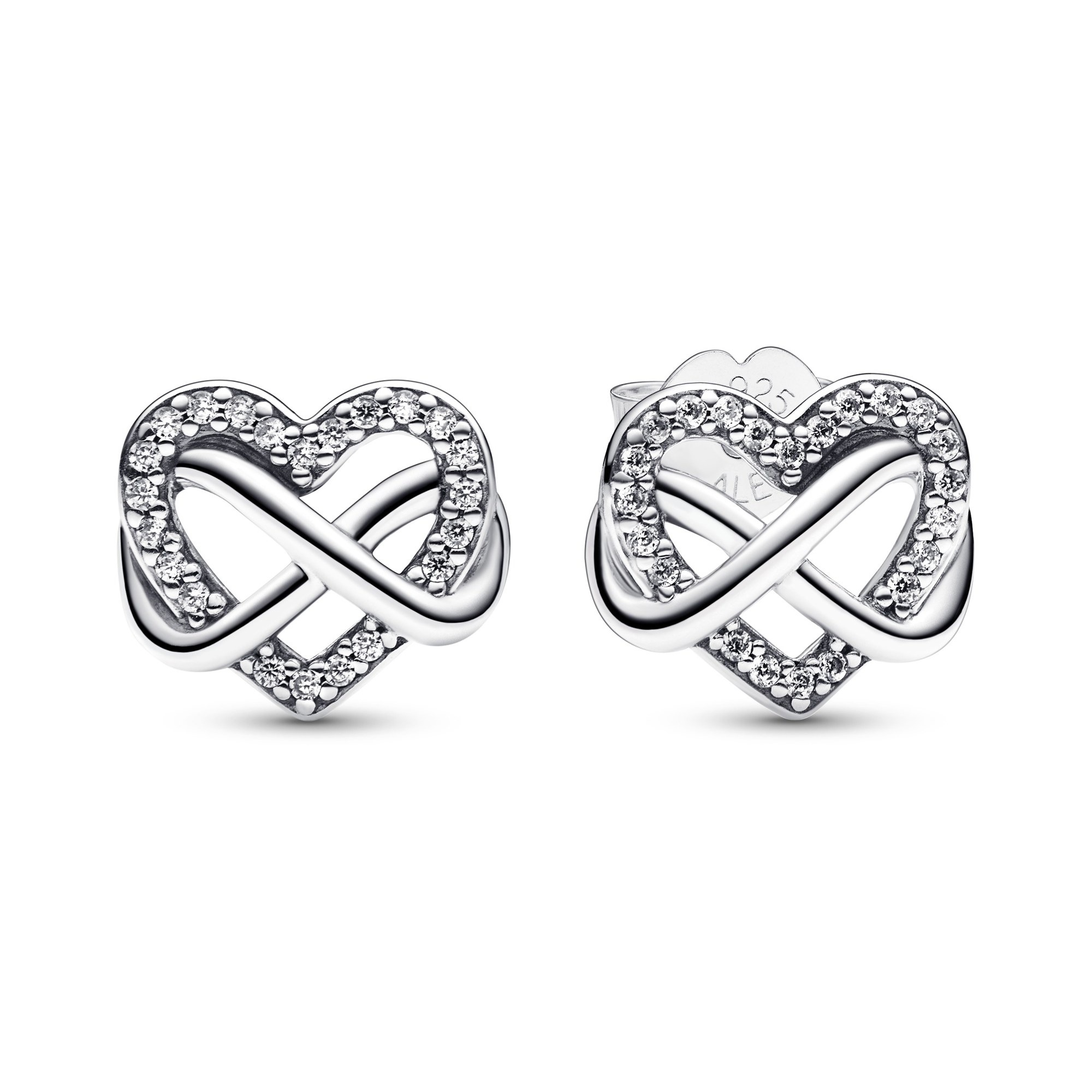 Pandora Funkelnde Unendlichkeits-Herz Ohrstecker - Sterling Silber
