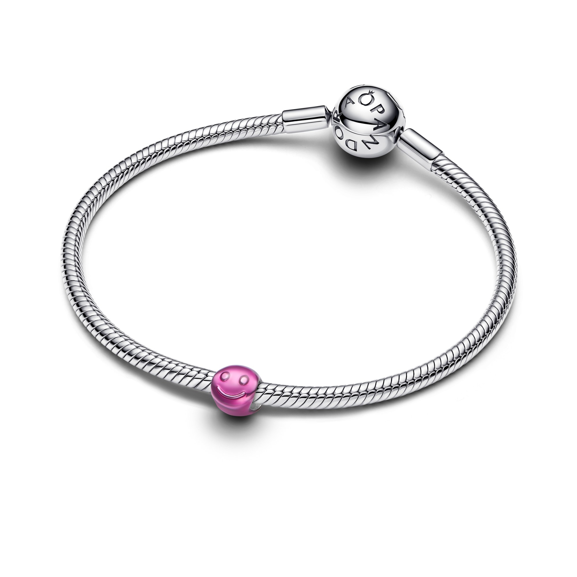 Pandora Rosafarbenes Glückliches Gesicht Mini-Charm - Sterling Silber - Emaille Pink – Ansicht 3