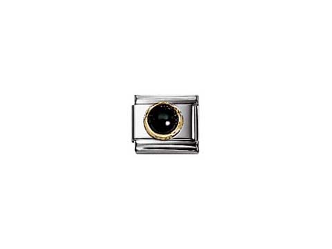 Runder Stein in Schwarz mit goldfarbener Fassung, passend zu NOMINATION Classic Steinen, Hersteller Nomination, ideal für individuellen Schmuck.