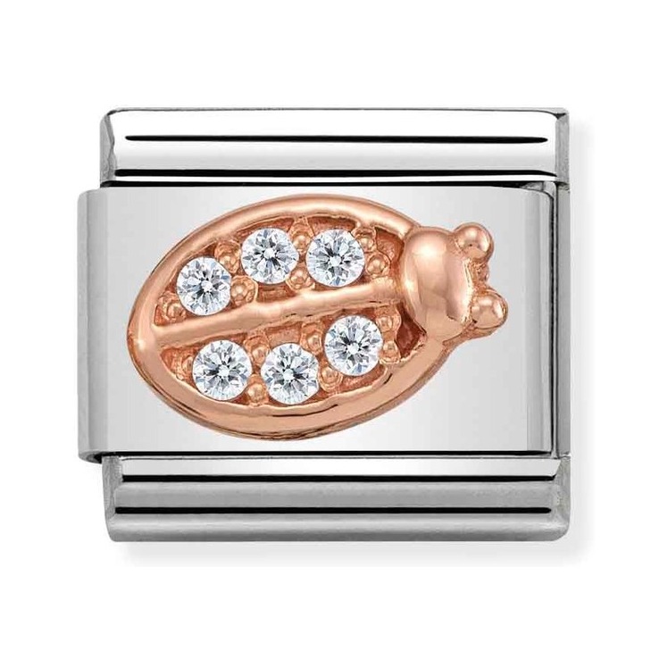 Nomination Composable Classic Charm Marienkäfer - Edelstahl, Gold 375 Roségold, Zirkonia