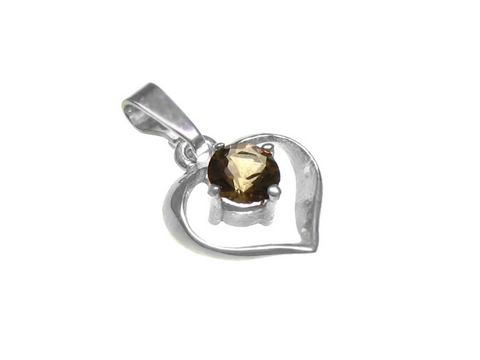 Herz Anhänger aus Silber mit Rauchtopas in der Mitte, sexy Design, hergestellt von Juwelier Harnisch, weitere Steine verleihen dem Schmuckstück zusätzlichen Glanz.