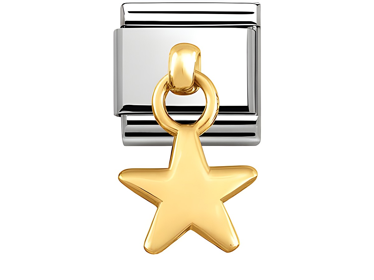 Edelstahl und Gold 750 Anhänger in Form eines Sterns, für das Nomination Classic Charms System geeignet, elegantes Design zur persönlichen Schmuckgestaltung.