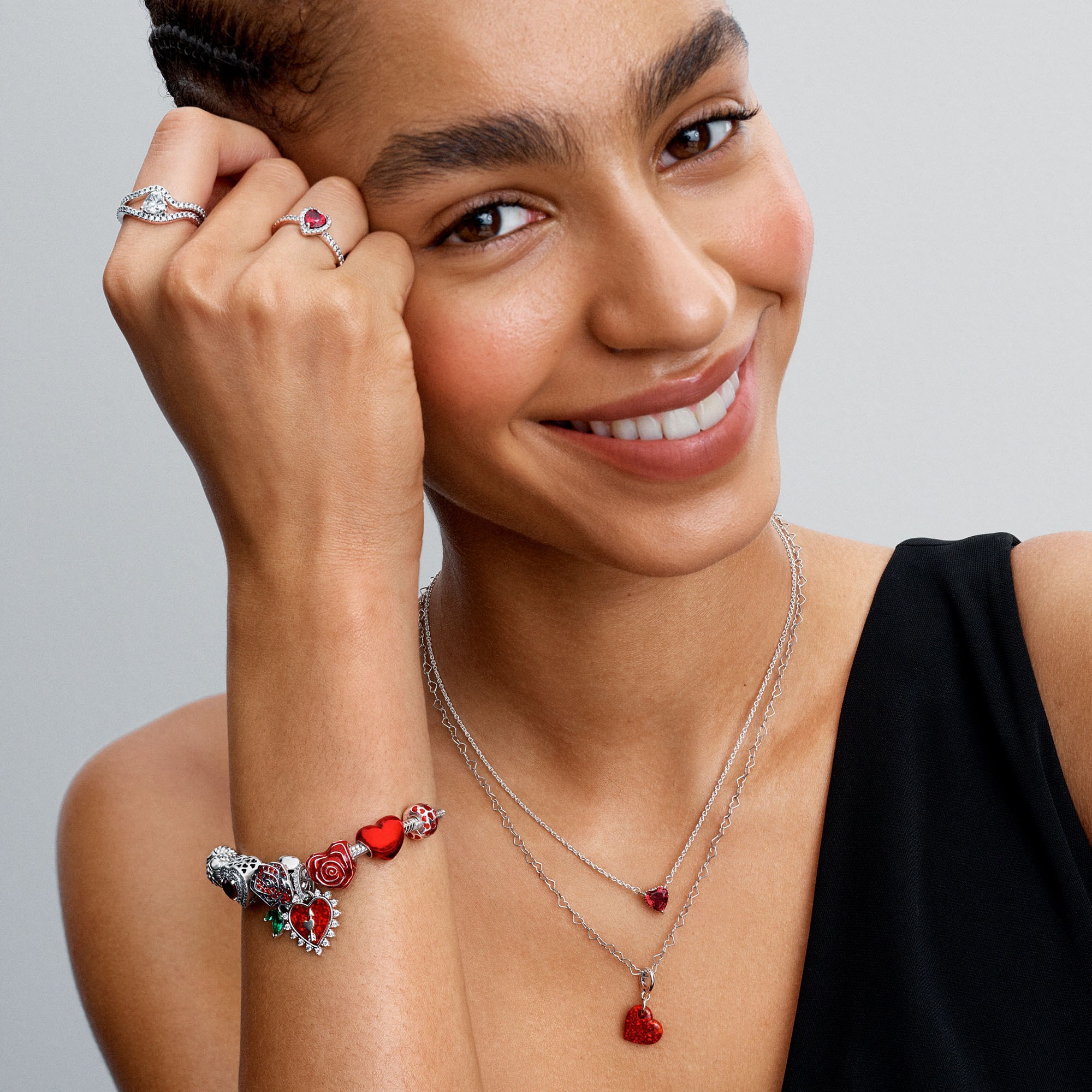 Pandora Rote Rose als Anhänger charm - Silber - roter & grüner Kristall – Ansicht 5