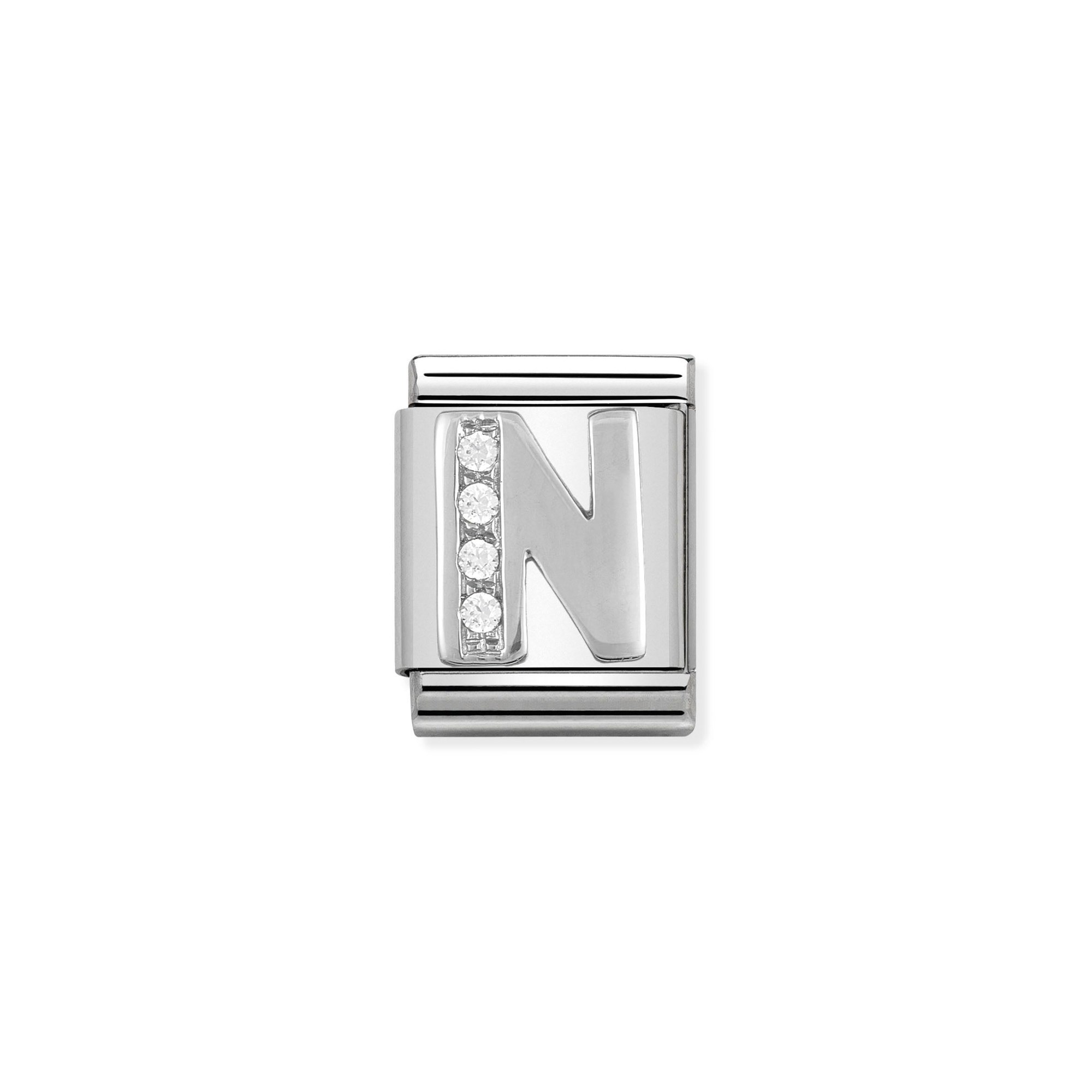 Nomination Composable Big Charm Buchstabe N - Silber 925, Zirkonia