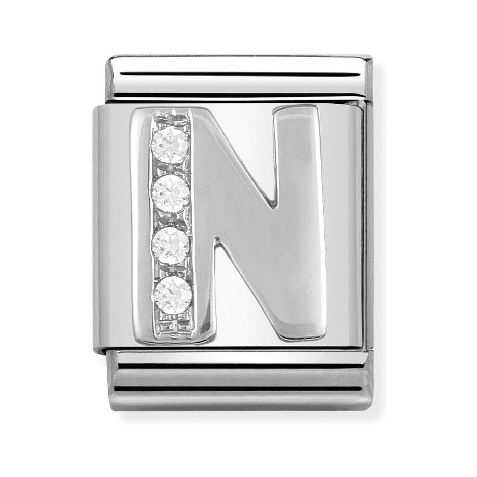 Nomination Composable Big Charm Buchstabe N - Silber 925, Zirkonia