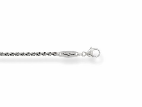 Kette von Thomas Sabo in Silber, geschwärzt, Modell KE1349-637-12-L70, Länge 70 cm, mit einem karabinerförmigen Verschluss und graviertem Logo. Ideal für Charms.