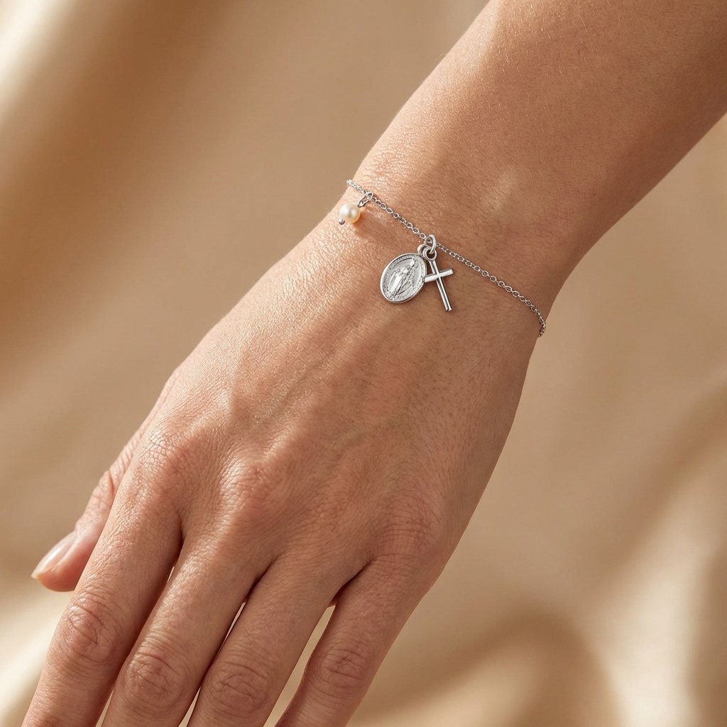 Engelsrufer MARIA Armband mit Perle - Silber rhodiniert & Perlmutt Weiß 17 cm – Ansicht 4