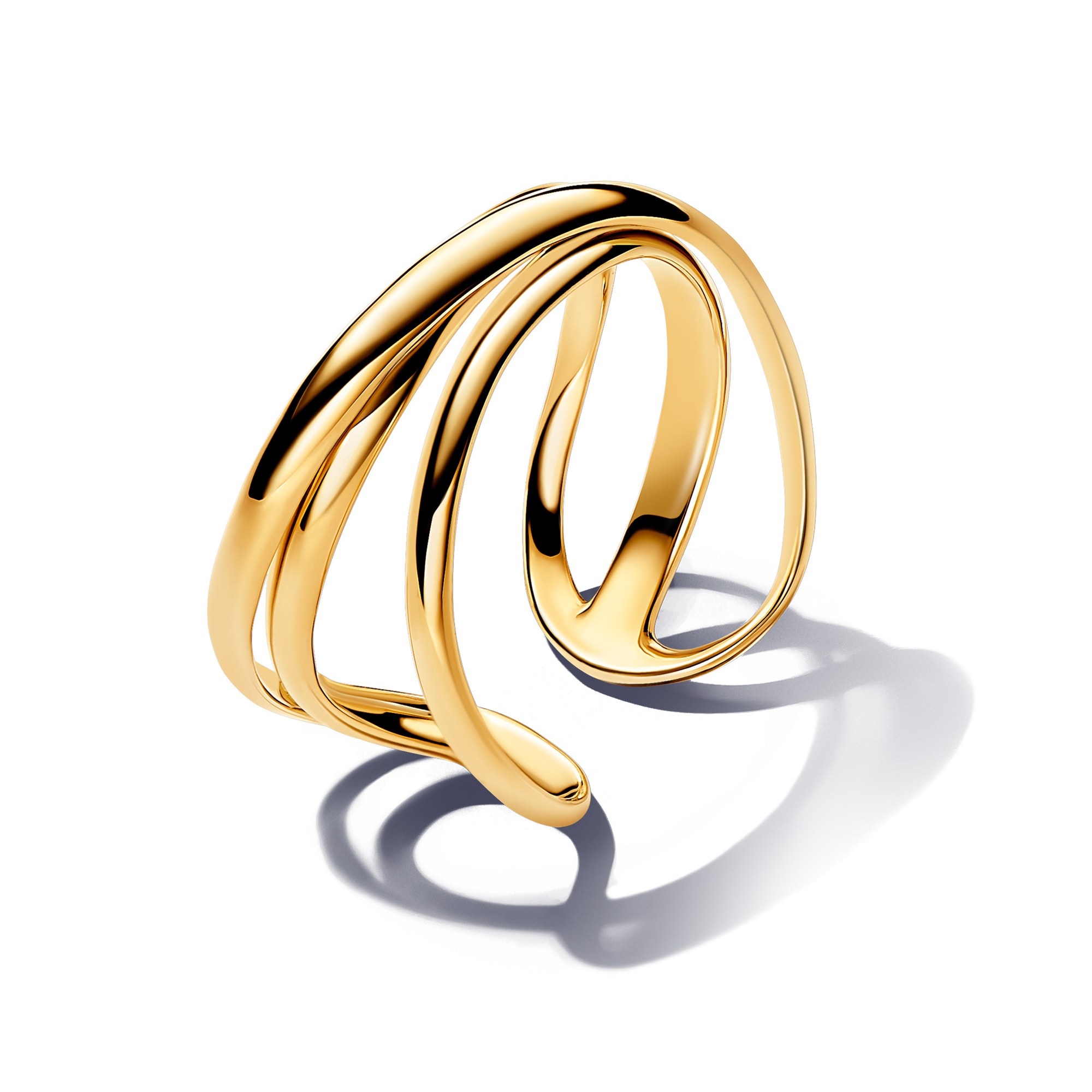 Pandora ESSENCE organisch geformter Offener Dreifachband-Ring - Gelbgold verg.