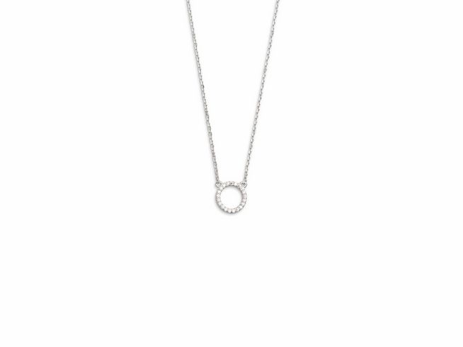 Xenox Sterling Silber Kette XS3573 in 40-45 cm mit einem klassischen Kreisanhänger, der elegant an einer feinen Ankerkette hängt. Ideal für jeden Anlass.