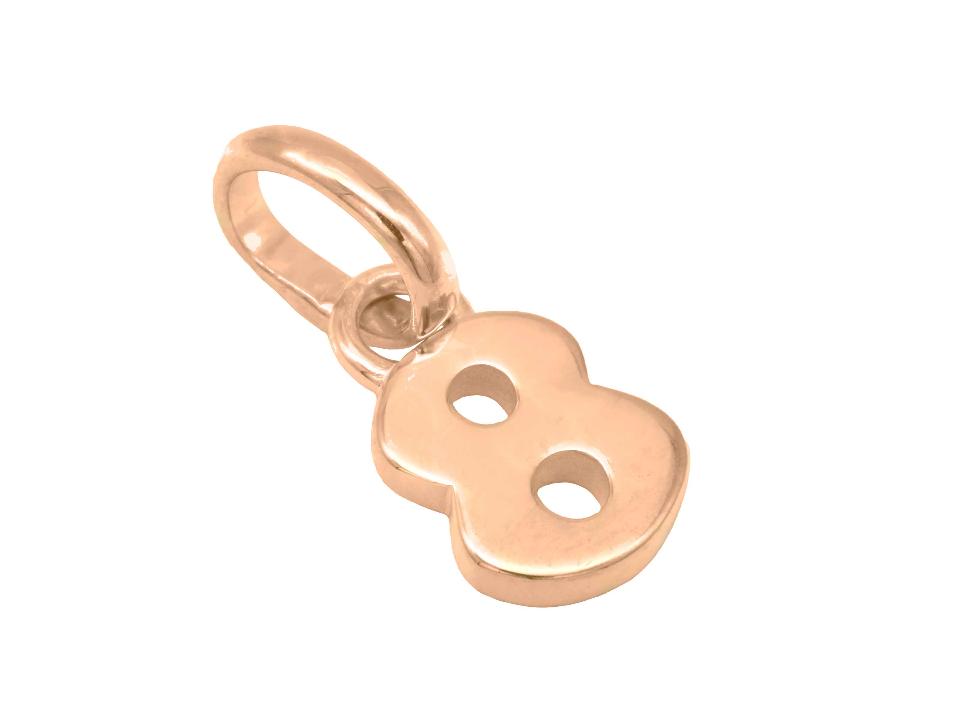 Silber Anhänger Zahl 8 aus Sterling Silber, roségold vergoldet und poliert, symbolisiert Glück. Ideal für Anhänger oder Schmuckstücke, Hersteller Juwelier Harnisch.