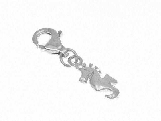 Charmanhänger in Form eines polierten Seepferdchens aus Sterling Silber, Hersteller Juwelier Harnisch, ideal für die persönliche Schmuckkollektion.