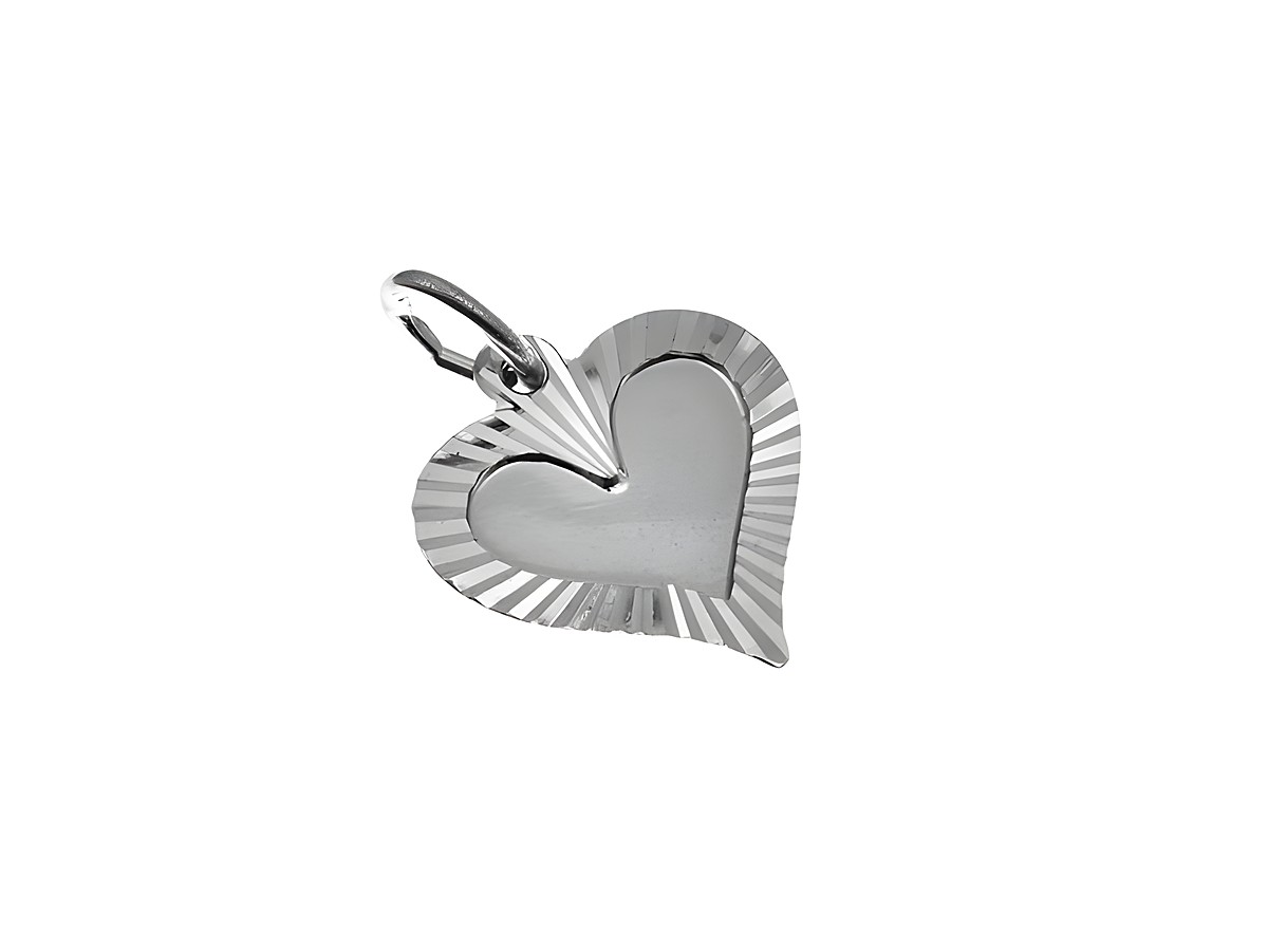 Designer Silber Herz Anhänger mit Gravur-Platte, flach, von Juwelier Harnisch, glänzende Oberfläche und dekorativer Randverzierung, ideal für persönliche Botschaften.