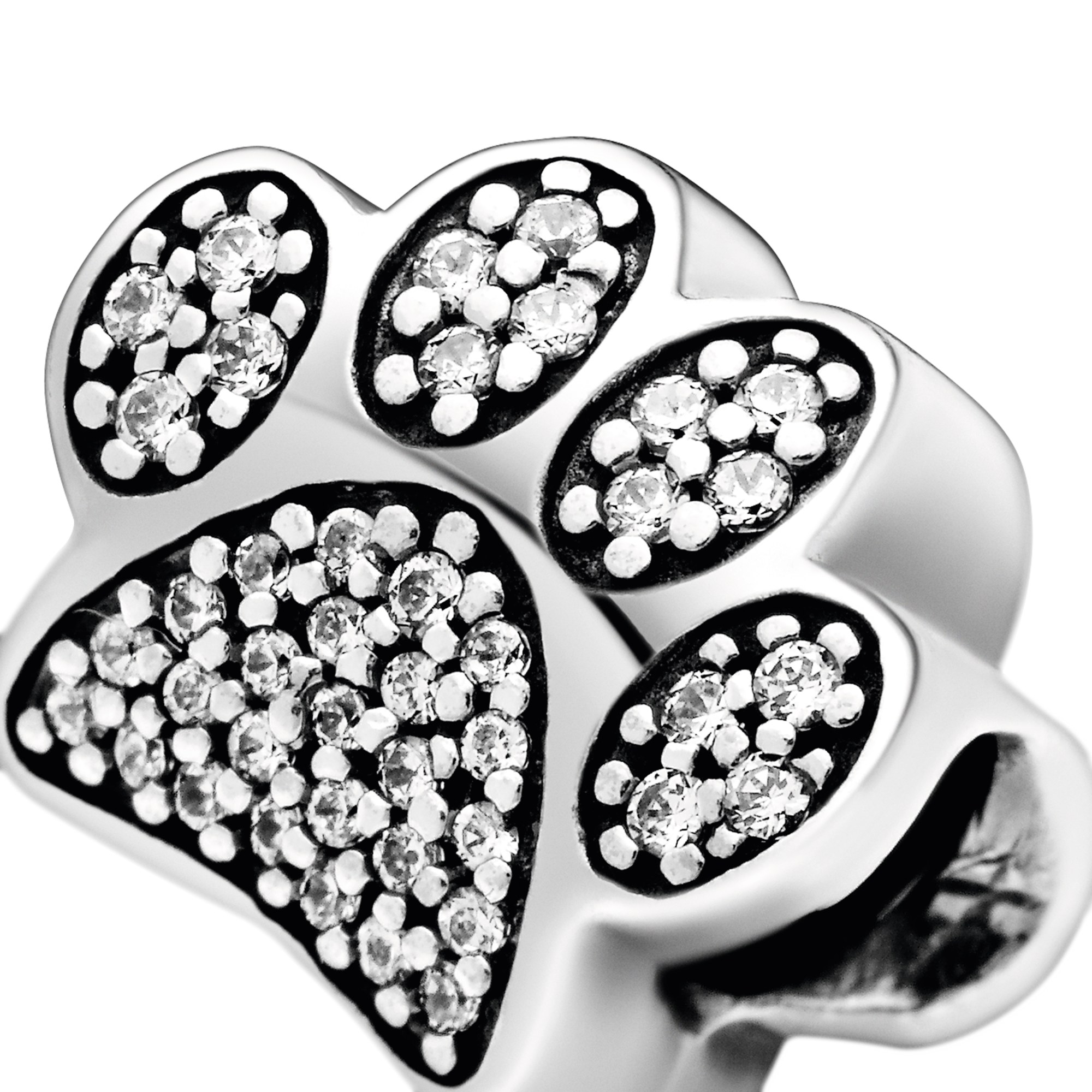PANDORA Pavé-Pfötchen Pfote - Silber + Zirkonia klar - Charm – Ansicht 4