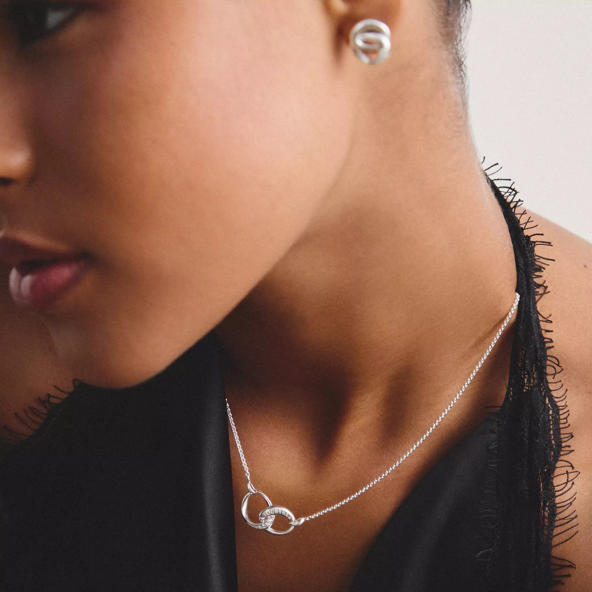 Thomas Sabo Kette Together mit weißem Zirkonia – Silber – verschlungene Ovale – 45 cm – Ansicht 3