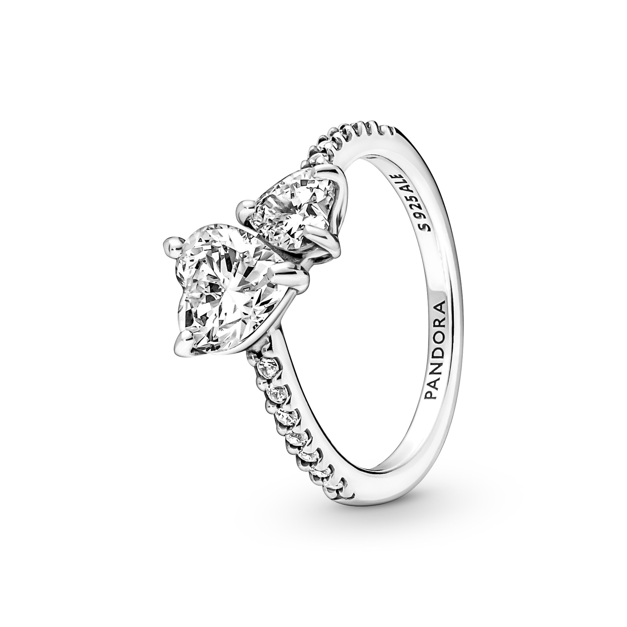 Pandora Doppel-Herz Funkelnder Ring - Sterling Silber Zirkonia