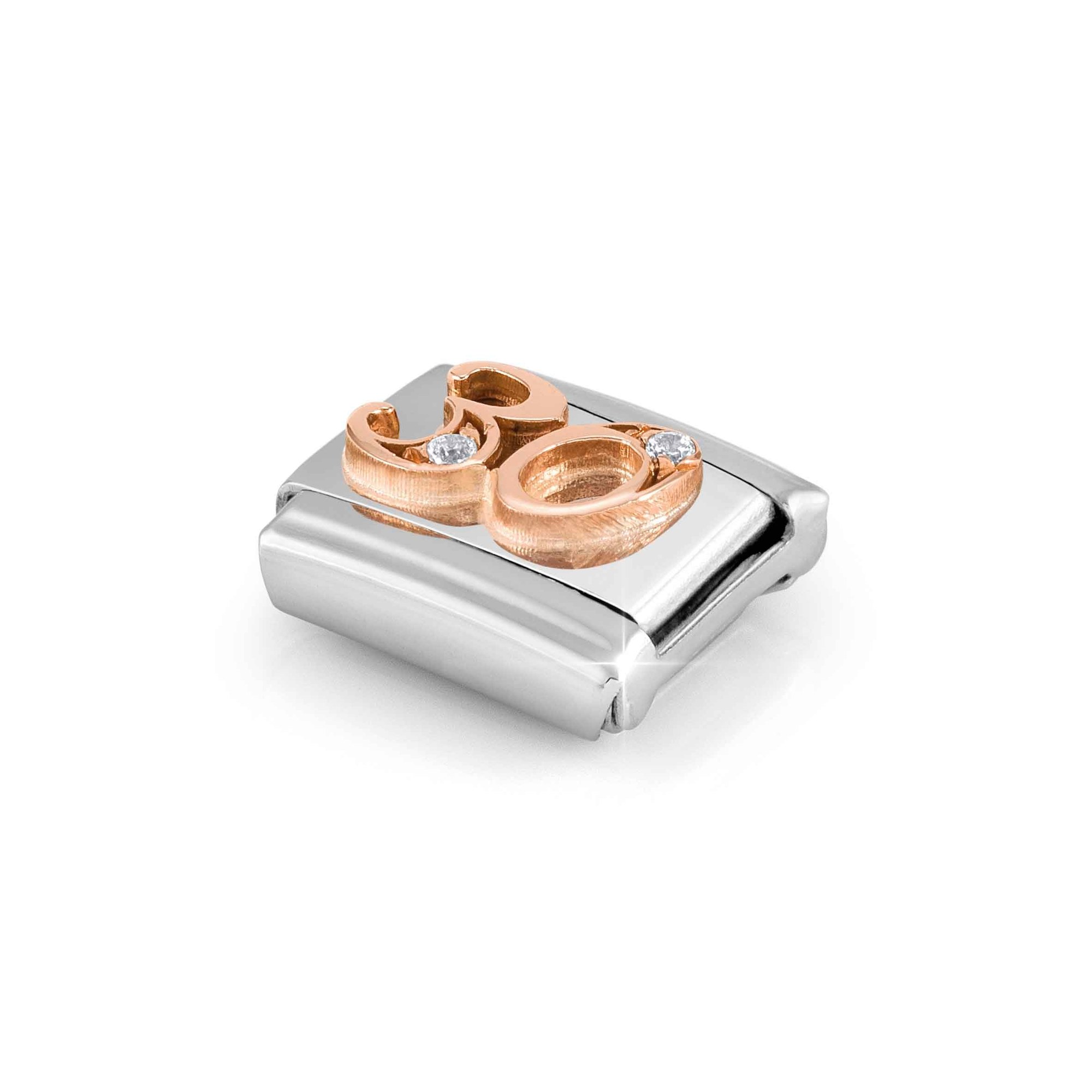 Nomination Composable Classic Charm Zahl 30 - Edelstahl, Gold 375 Roségold, Zirkonia – Ansicht 4