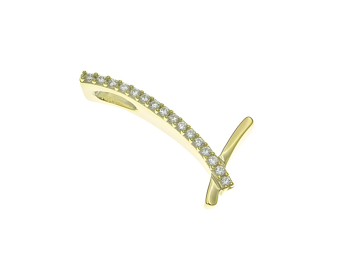 Anhänger aus poliertem Sterling Silber in Gelbgoldoptik mit dem Buchstaben L und funkelndem Zirkonia, Hersteller Juwelier Harnisch. Elegantes Design für besonderen Schmuck.
