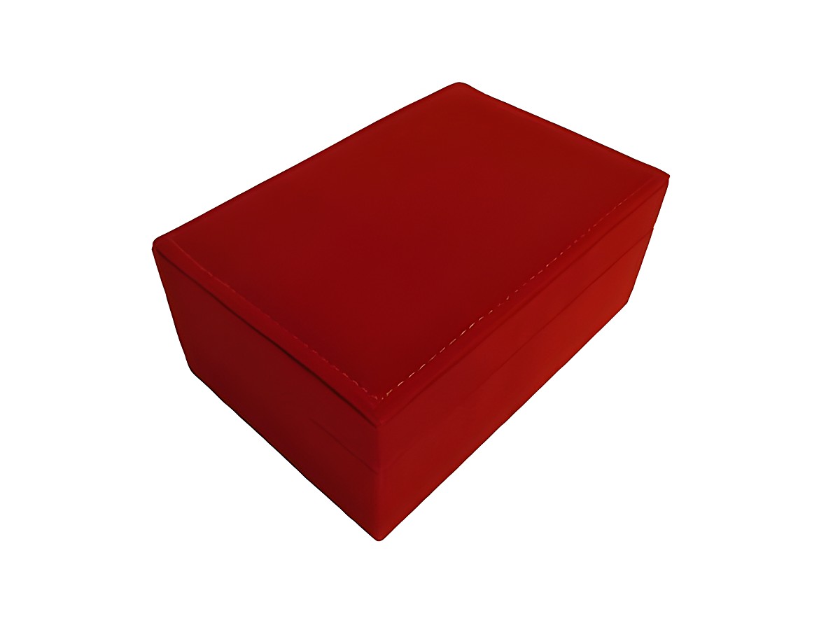 Rechteckiges Schmuckkästchen in rot, Größe 15 cm, Hersteller Juwelier Harnisch, ideal für Schmuck und Portemonnaies, elegant und praktisch. – Ansicht 2