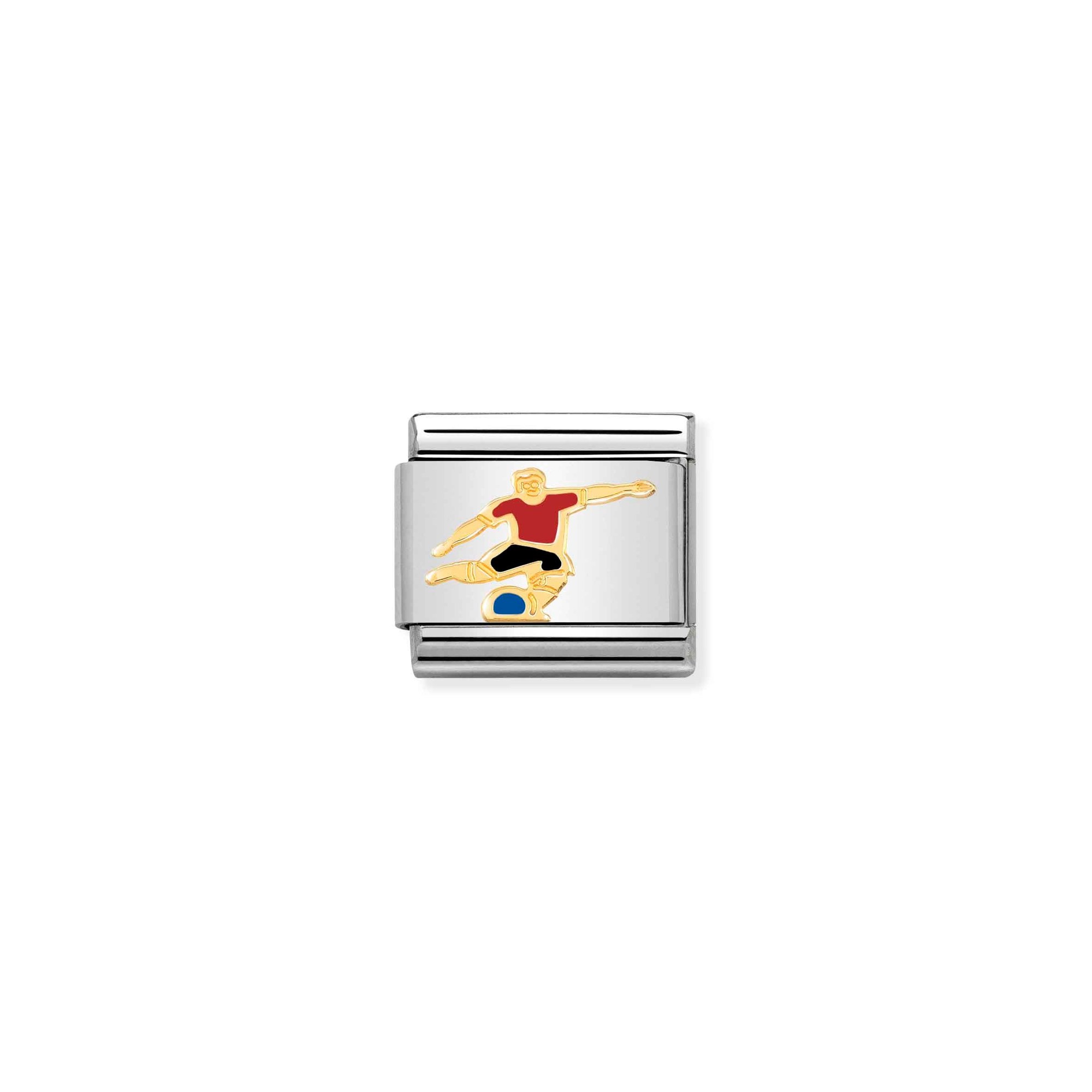 Nomination Composable Classic Charm Fußballspieler rot - Edelstahl, Gold 750 Gelbgold, Emaille