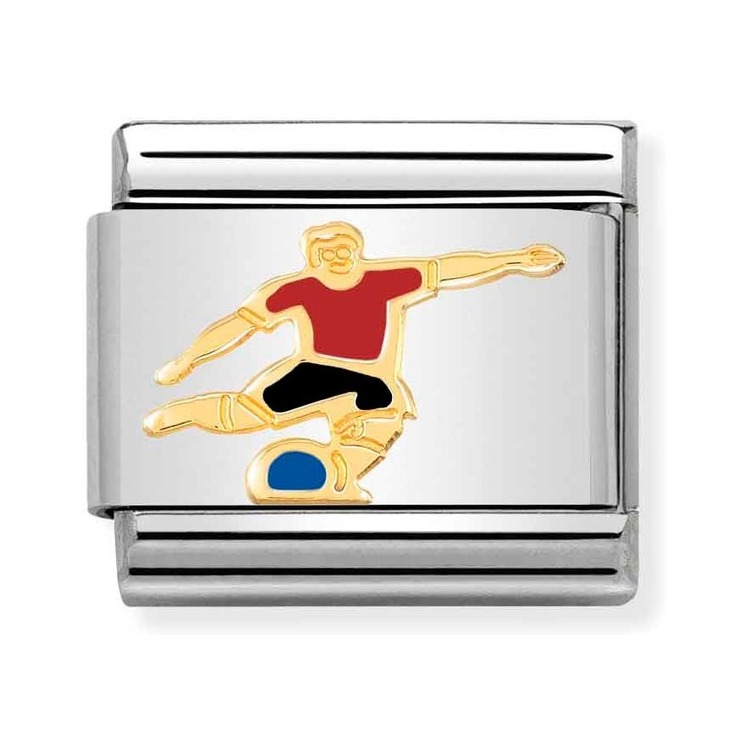 Nomination Composable Classic Charm Fußballspieler rot - Edelstahl, Gold 750 Gelbgold, Emaille
